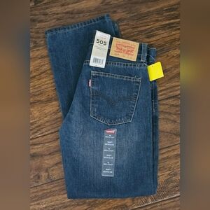 Levi's 505 Boys Classic Straight Dark Blue Jeans NWT